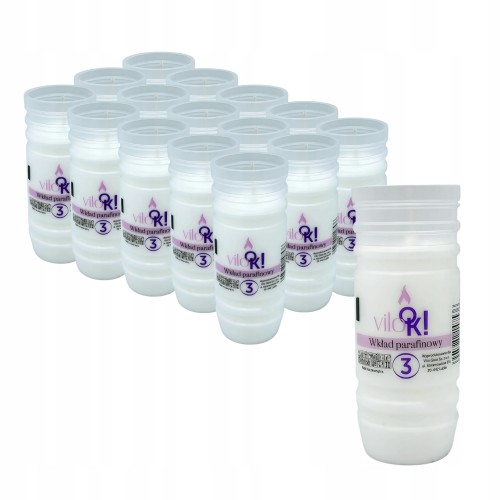 Wkłady Parafinowe do Zniczy 15szt ViloOK 72h 3dni
