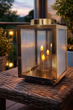 Lampion solarny złoty ze świecą LED