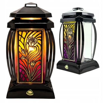 znicz efekt witrażu ombre kapliczka czarna róża