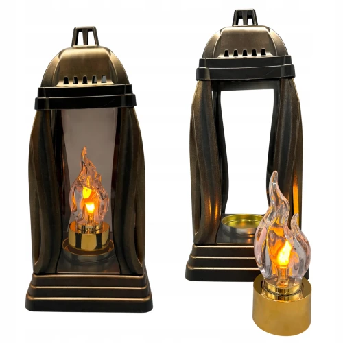 znicz kapliczka z wkładem LED Złotym