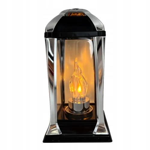 Kapliczka nagrobna srebrno-czarna z przeszkloną obudową