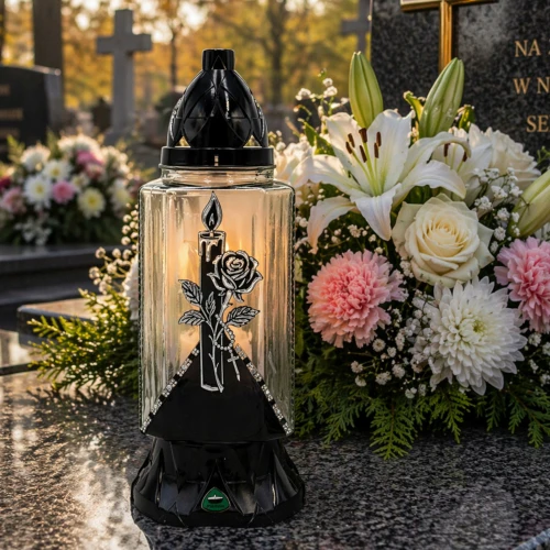 Komplet zniczy szklanych na rodzinny pomnik