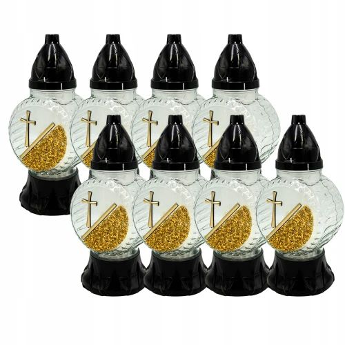 znicze zestaw 8 sztuk okrągłe cyrkonie ze złotym krzyżem