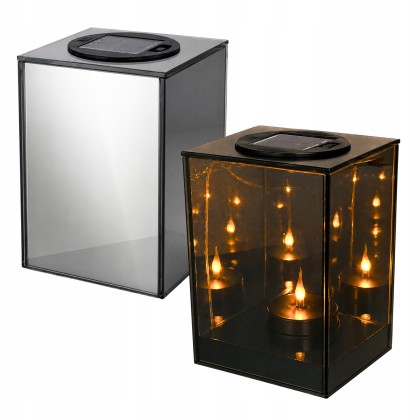 lustrzany znicz solarny LED 3D