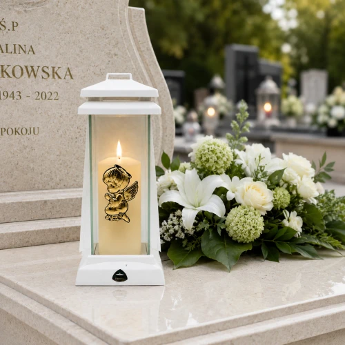 znicz biały z aniołkiem