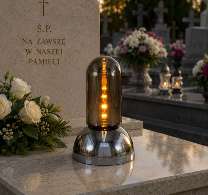 lampion na baterie lustrzany  płomień 3d