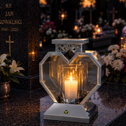 lampion serce metalowy ze szklaną tubą