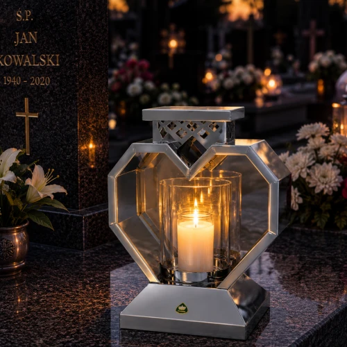 lampion serce metalowy ze szklaną tubą