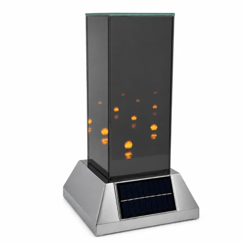 lampion solarny lustrzany kwadrat szescian z efektem płomienia 3d 27 cm