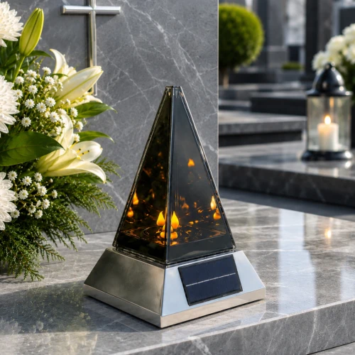 lampion solarny z efektem płomienia 3D w kształcie piramidy,stożka