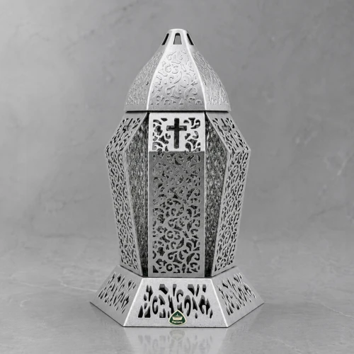 znicz srebrny lampion 30 cm z  ażurowymi ramkami