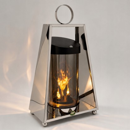 znicz solarny srebrny metalowy 30 cm