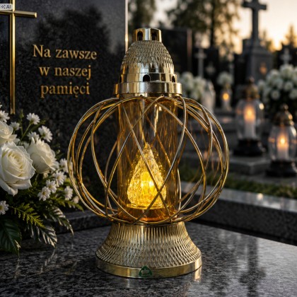 znicz kula srebrna metalowa z wkładem solarnym. znicz solarny. 33 cm wysokości.