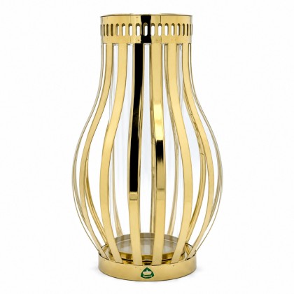 Znicz metalowy na wkłady LED i tradycyjne paski złoty 30 cm