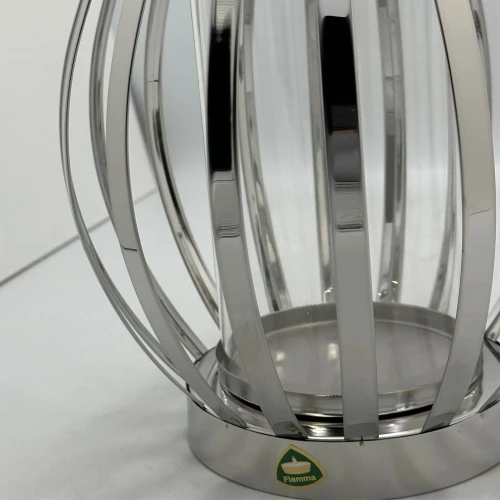Znicz metalowy na wkłady LED i tradycyjne paski srebrny 30 cm