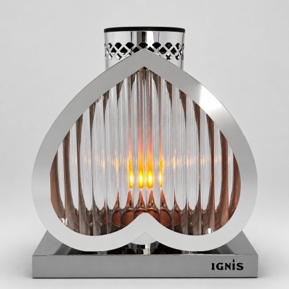 Znicz solarny odwrócone serce srebrny 20 cm