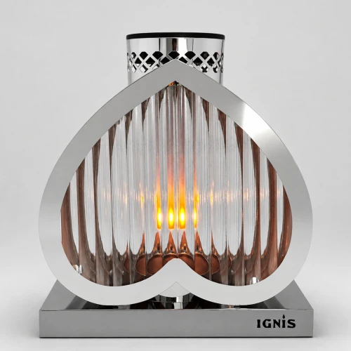 Znicz solarny odwrócone serce srebrny 20 cm
