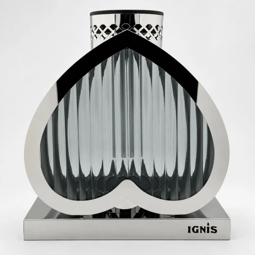 Znicz solarny serce srebrny 20 cm