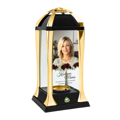 Personalizowany lampion ze zdjęciem i dedykacją czarno-srebrny 31 cm