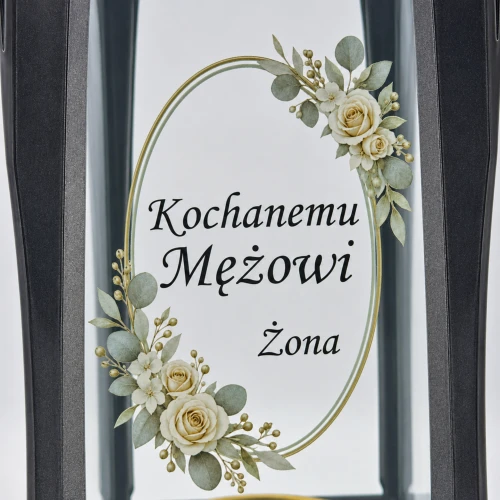 znicz z dedykacją, znicz personalizowany grafitowa kapliczka 31 cm