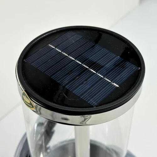 znicz solarny szklany skrzydła srebrny 25 cm
