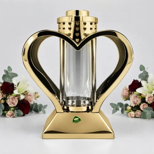 znicz serce złote metalowe 25 cm