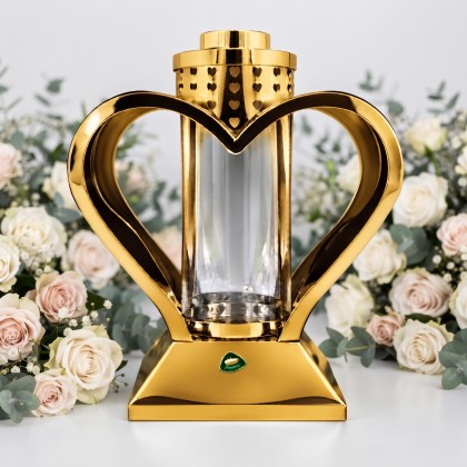 znicz serce złote metalowe 28 cm