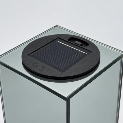znicz solarny lustrzany szescian z efektem płomienia 3D