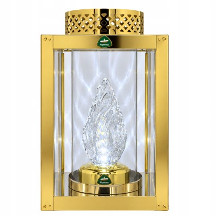 Znicz kapliczka złota 28 cm metalowa z wkładem LED białe światło