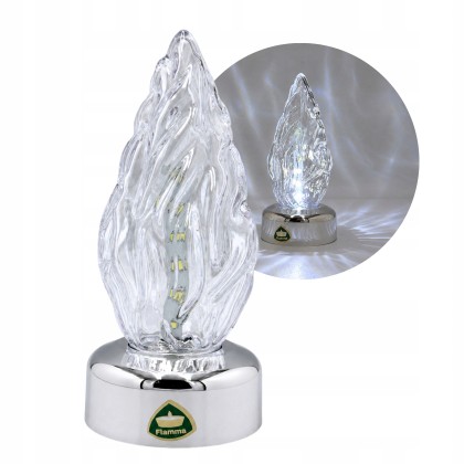 Wkład do zniczy LED 15cm srebrny efekt płomienia białe światło z bateriami