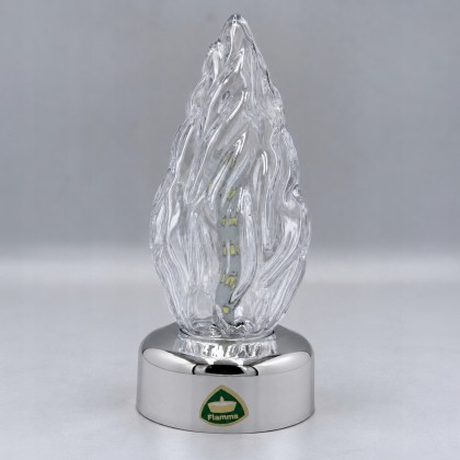 Wkład do zniczy LED 15cm srebrny efekt płomienia białe światło z bateriami