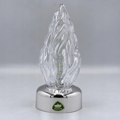 Wkład do zniczy LED 15cm srebrny efekt płomienia białe światło z bateriami