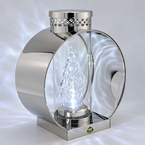 Kapliczka metalowa okrągła srebrna 26 cm ze srebrnym wkładem LED