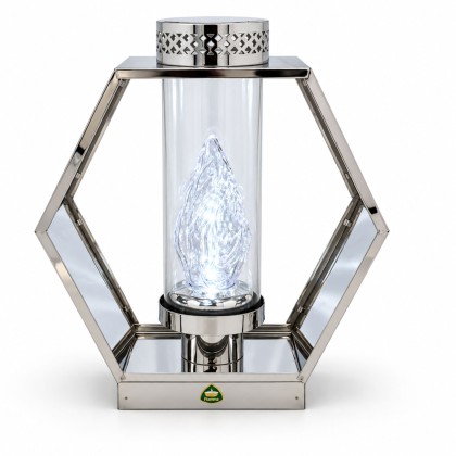 Geometryczna kapliczka 29,5 cm srebrna z wkładem LED zimne światło