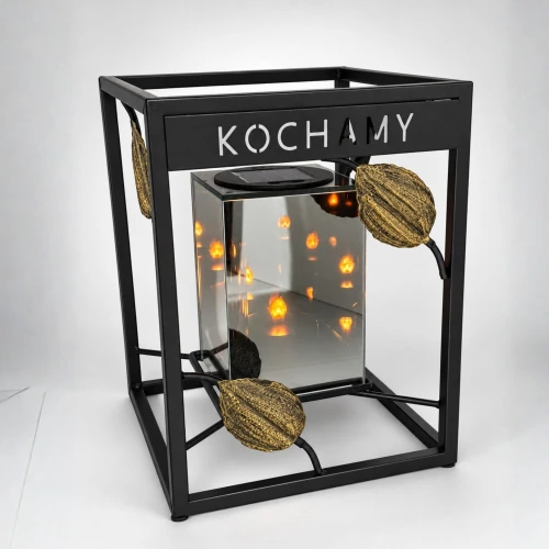 Ramka sześcian KOCHAMY z lustrzaną kostką solarną płomień LED