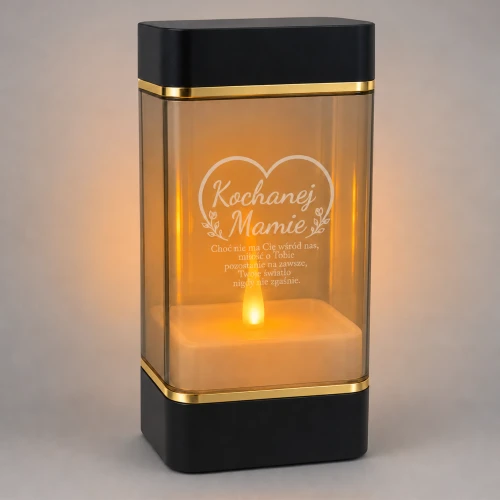 Personalizowany solarny znicz lampion LED Świeca Ruchomy Płomień Twoja Własna Dedykacja